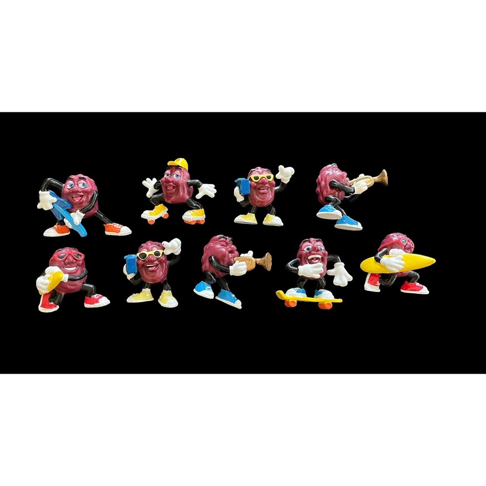 Lot of 9‎ Vintage 1980s California Raisins 2" Applause Action Figures 3 doubles